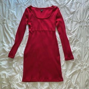 DONATED Red Bodycon Long sleeve Mini Dress
